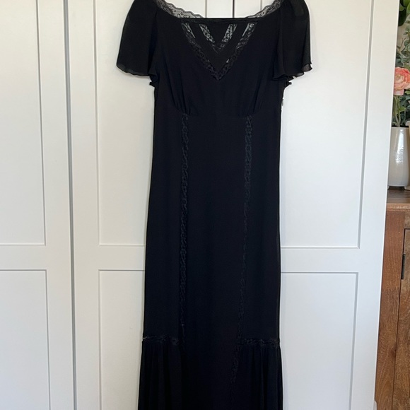 Reformation Black Midi Dress with Lace Detail - Picture 2 of 4